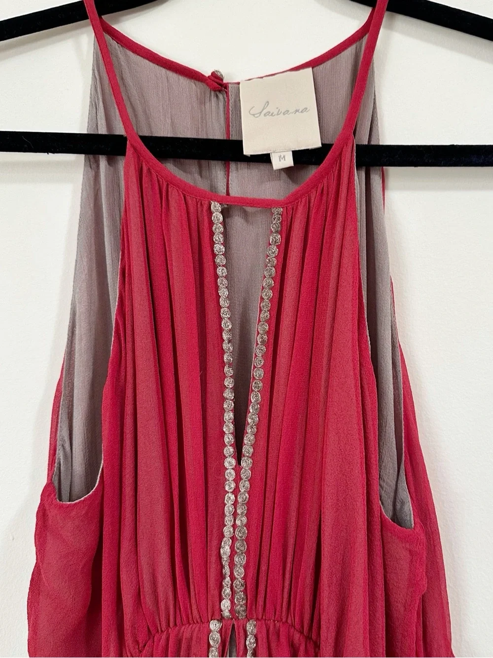 Anthropologie Saivana Halter Sleeveless Silk Red Top Size Medium